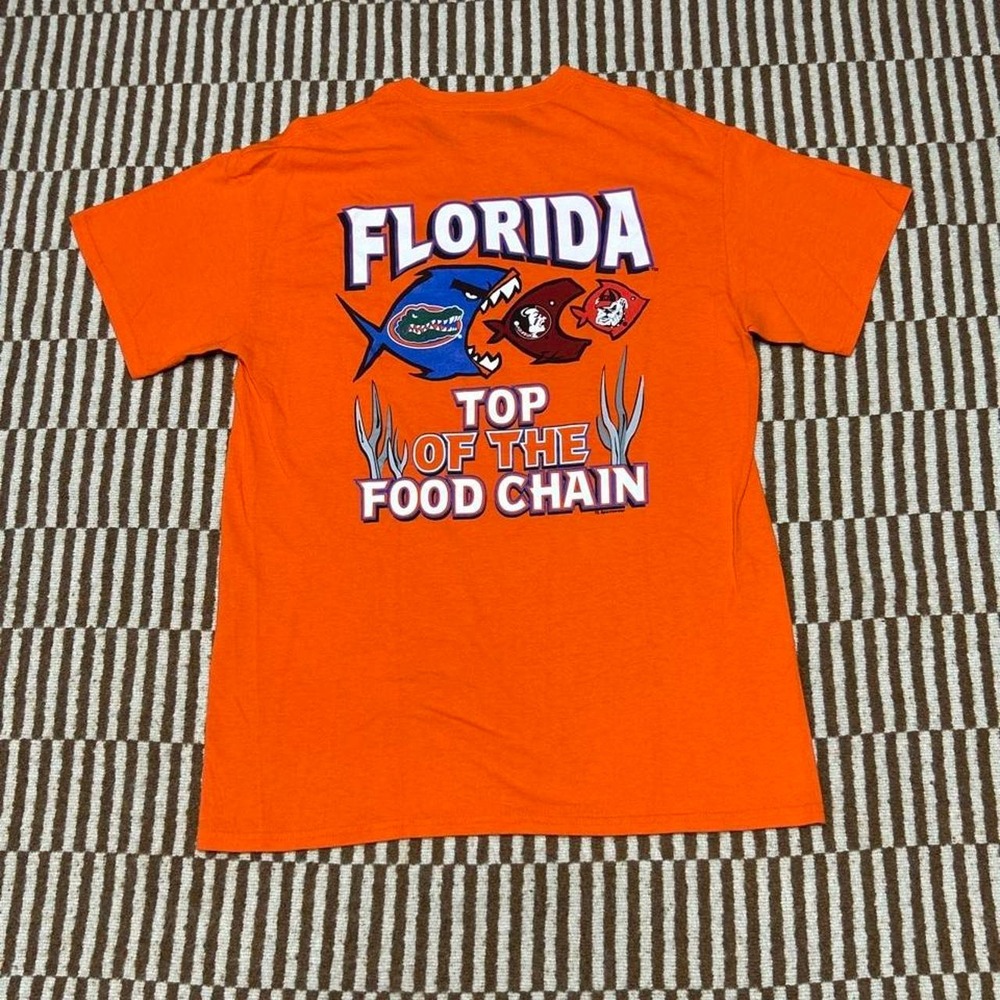 VTG Tri-Lake Sportswear Florida Gators Food Chain T-Shirt Red Men's M Football